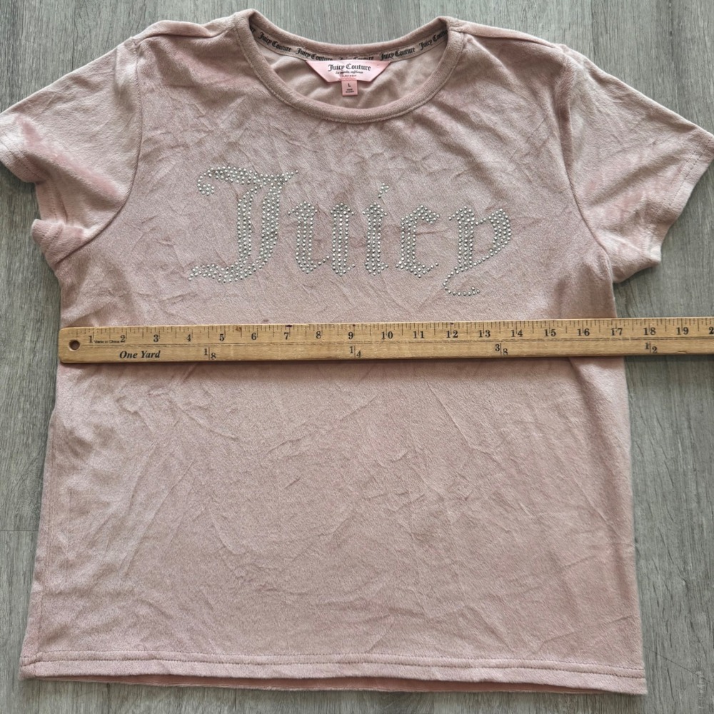 Y2K Juicy Couture Pink Velour Pajama Sleep Set Rhinestone Logo Tee & Shorts L/S - Picture 4 of 10